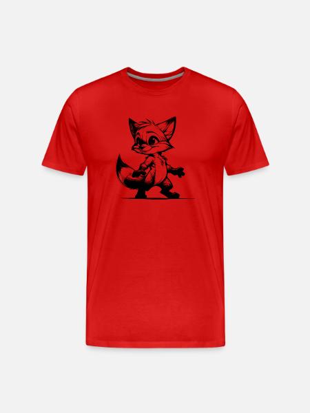 Lille ræv baby ræv tegning skitse - Herre Premium T-shirt økologisk - rød