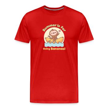 Monkey On Banana Boat Der Sommer ist zum Bananen gehen - Männer Premium Bio T-Shirt - Rot - Vorne - Damien (186cm)