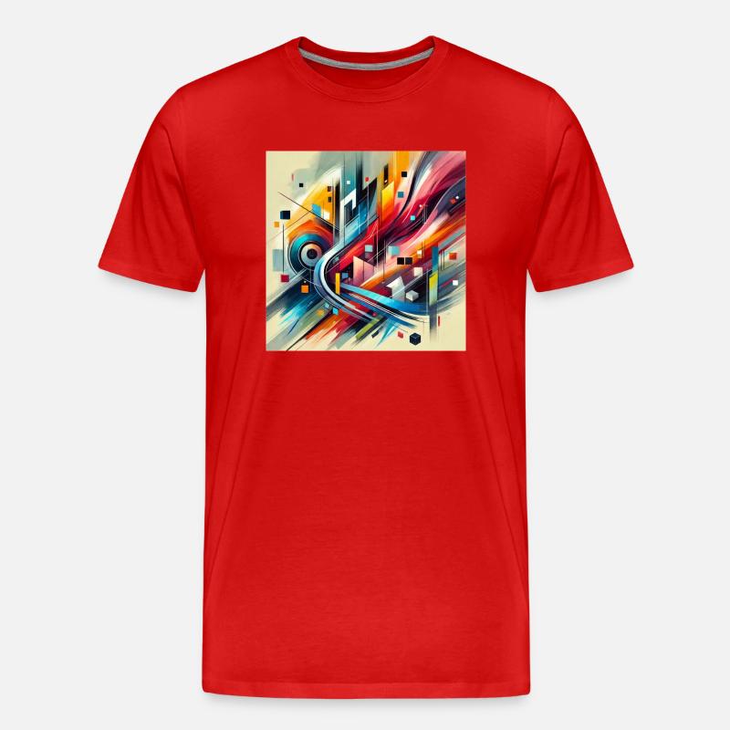 Lebendige Harmonie - Abstraktes Gemälde - Männer Premium Bio T-Shirt - Rot