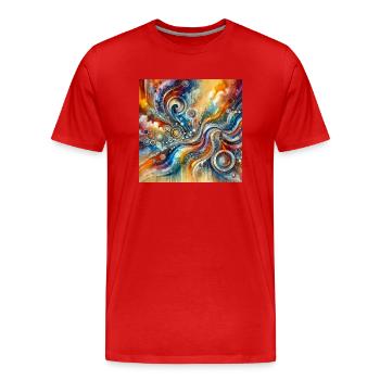 Symphonie colorée - Peinture abstraite - T-shirt bio Premium Homme - rouge - Devant - Damien (186cm)