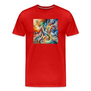 Lebhafter Fluss - Abstraktes Gemälde - Männer Premium Bio T-Shirt - Rot - Vorne - Damien (186cm)