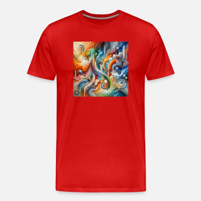 Lebhafter Fluss - Abstraktes Gemälde - Männer Premium Bio T-Shirt - Rot