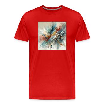 Dynamischer Fluss - Abstraktes Gemälde - Männer Premium Bio T-Shirt - Rot - Vorne - Damien (186cm)
