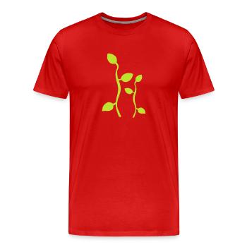 feuille, feuilles, feuilles, ligne, nature, branche, plantes, vert - T-shirt bio Premium Homme - rouge - Devant - Damien (186cm)