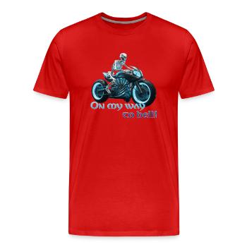 Biker Skelett 06 2024 A 02 - Männer Premium Bio T-Shirt - Rot - Vorne - Damien (186cm)