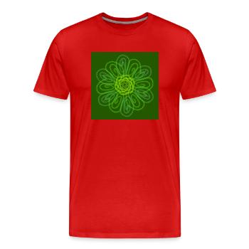 Fleur verte abstraite - T-shirt bio Premium Homme - rouge - Devant - Damien (186cm)