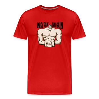 No pain no gain - T-shirt bio Premium Homme - rouge - Devant - Damien (186cm)