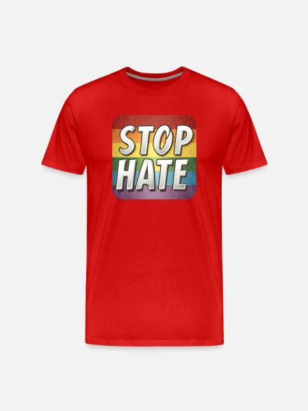 LGBTQ Stop Hate - Männer Premium Bio T-Shirt - Rot