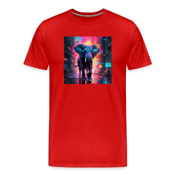 Éléphant néon - T-shirt bio Premium Homme - rouge - Devant - Damien (186cm)