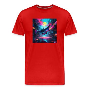 Neon Manta - Männer Premium Bio T-Shirt - Rot - Vorne - Damien (186cm)