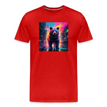 Ours Néon - T-shirt bio Premium Homme - rouge - Devant - Damien (186cm)