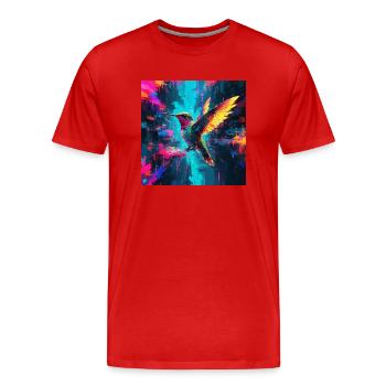 Colibri néon - T-shirt bio Premium Homme - rouge - Devant - Damien (186cm)
