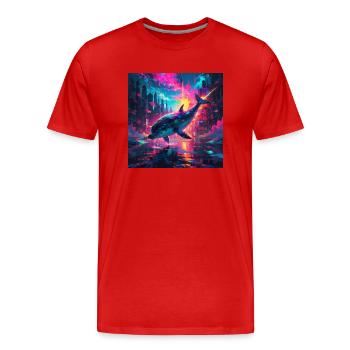 Narval néon - T-shirt bio Premium Homme - rouge - Devant - Damien (186cm)