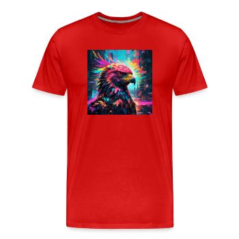 Aigle au néon - T-shirt bio Premium Homme - rouge - Devant - Damien (186cm)