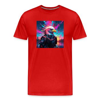 Aigle au néon - T-shirt bio Premium Homme - rouge - Devant - Damien (186cm)