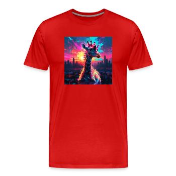 Girafe néon - T-shirt bio Premium Homme - rouge - Devant - Damien (186cm)