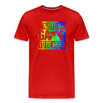 Gamer Jeu En Ligne Jeux Sur Ordinateur Arcade Neon - T-shirt bio Premium Homme - rouge - Devant - Damien (186cm)
