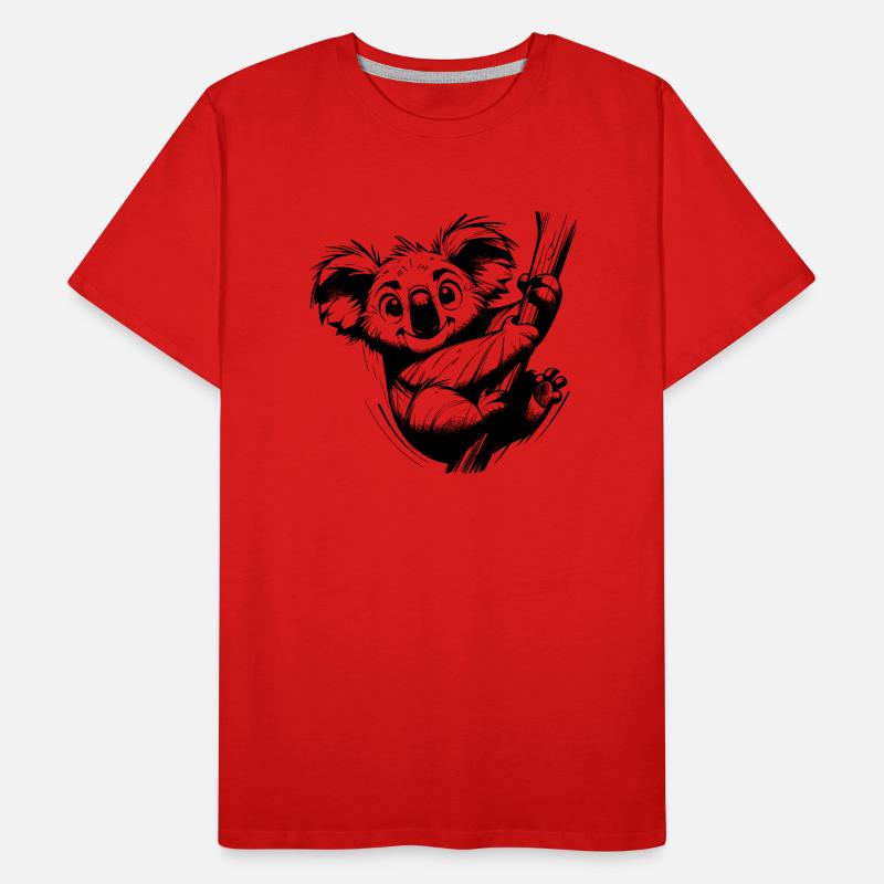 Australia Pencil Drawing Koala on Tree Branch Men's Premium Organic T-Shirt