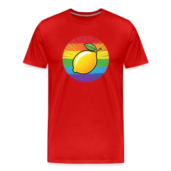 LGBTQ Citron Lime - T-shirt bio Premium Homme - rouge - Devant - Damien (186cm)