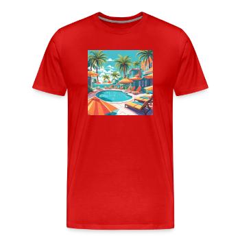 Piscine Vacances d’été Palmiers - T-shirt bio Premium Homme - rouge - Devant - Damien (186cm)