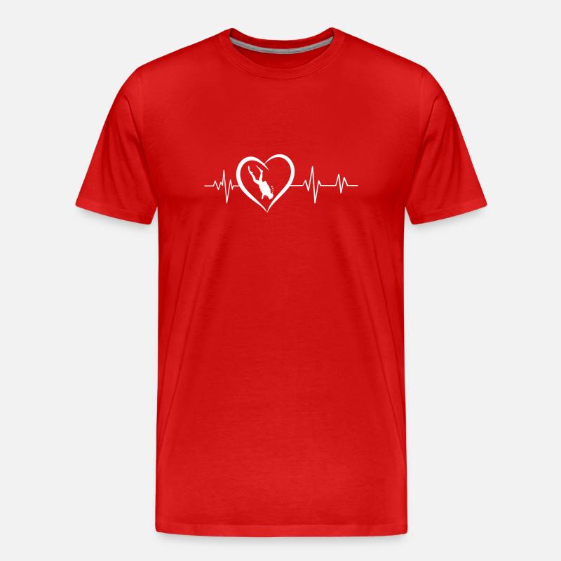 Herzschlag Tauchen - Männer Premium Bio T-Shirt - Rot