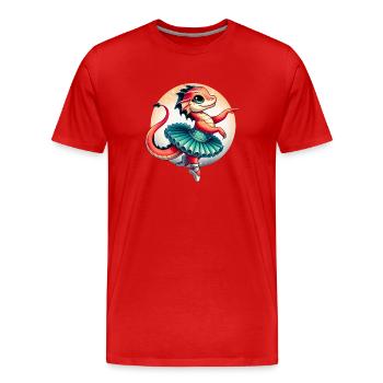 Drachenballerina tanzt , Drache tanzt niedlich - Männer Premium Bio T-Shirt - Rot - Vorne - Damien (186cm)