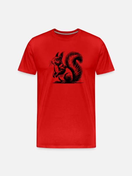 Cuddly Squirrel Pencil Stroke Sketch - Men's Premium Organic T-Shirt - red
