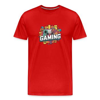 Jeux - Manettes - T-shirt bio Premium Homme - rouge - Devant - Damien (186cm)