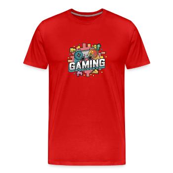 Jeux - Manettes - T-shirt bio Premium Homme - rouge - Devant - Damien (186cm)