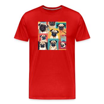 Collage de carlin - T-shirt bio Premium Homme - rouge - Devant - Damien (186cm)