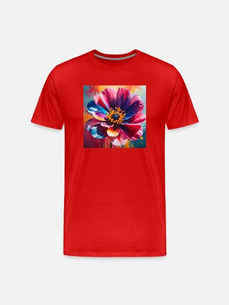 Blume - Männer Premium Bio T-Shirt - Rot