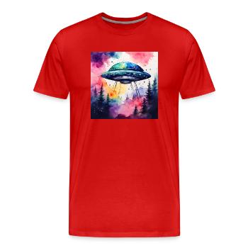 Coloré OVNI - T-shirt bio Premium Homme - rouge - Devant - Damien (186cm)