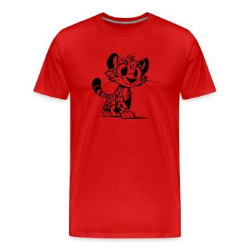 Putziger Leopard Skizze mit großen Augen - Männer Premium Bio T-Shirt - Rot - Vorne - Damien (186cm)