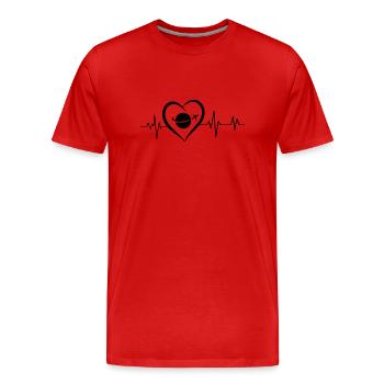 Reisender Herzschlag - Männer Premium Bio T-Shirt - Rot - Vorne - Damien (186cm)