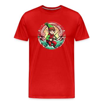 Pêche aux elfes de Noël - T-shirt bio Premium Homme - rouge - Devant - Damien (186cm)