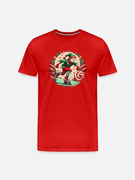 Christmas elf inline skating - Men's Premium Organic T-Shirt - red
