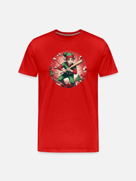 Christmas Elf baseball - Men's Premium Organic T-Shirt - red