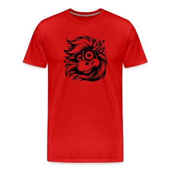 Lustiges Pferd mit großen Augen - Männer Premium Bio T-Shirt - Rot - Vorne - Damien (186cm)