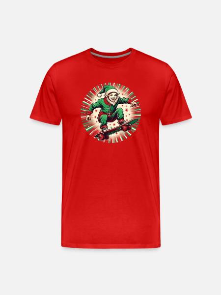 Christmas Elf Skateboarding - Men's Premium Organic T-Shirt - red