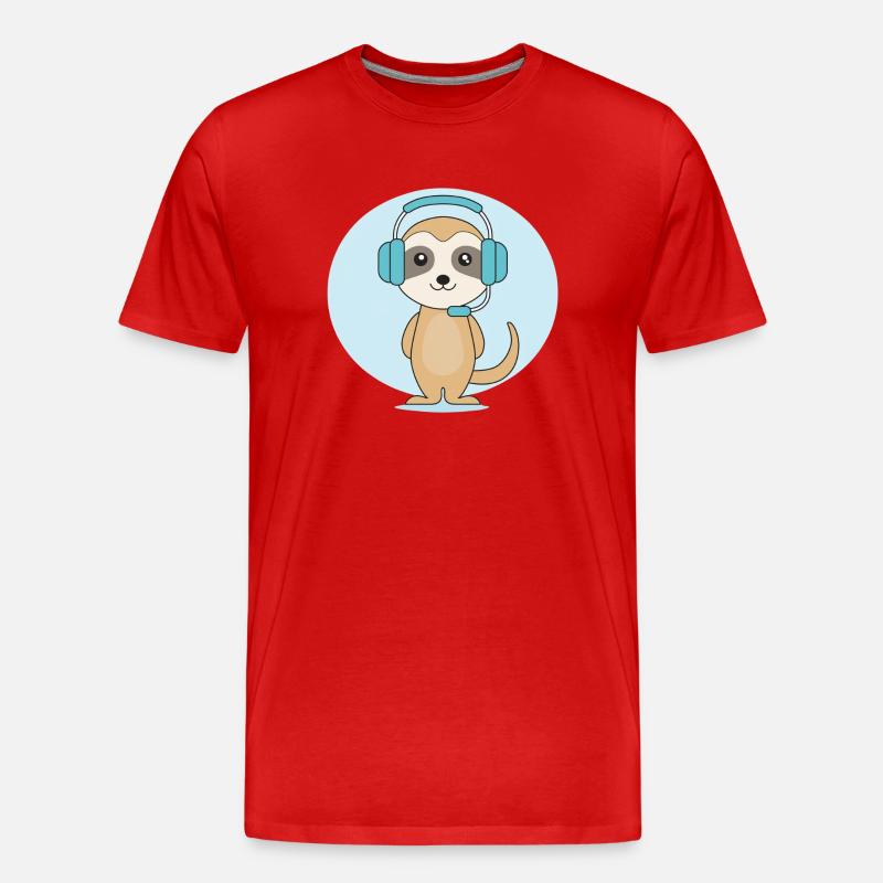 Erdmännchen mit Headset - Männer Premium Bio T-Shirt - Rot