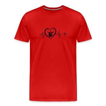 Highland heartbeat - Men's Premium Organic T-Shirt - red - Front - Damien (186cm)