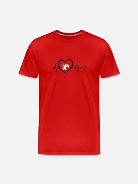 hartslag tekening - Mannen premium biologisch T-shirt - rood