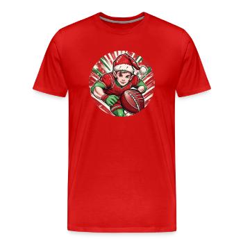 Christmas Elf Rugby - Men's Premium Organic T-Shirt - red - Front - Damien (186cm)