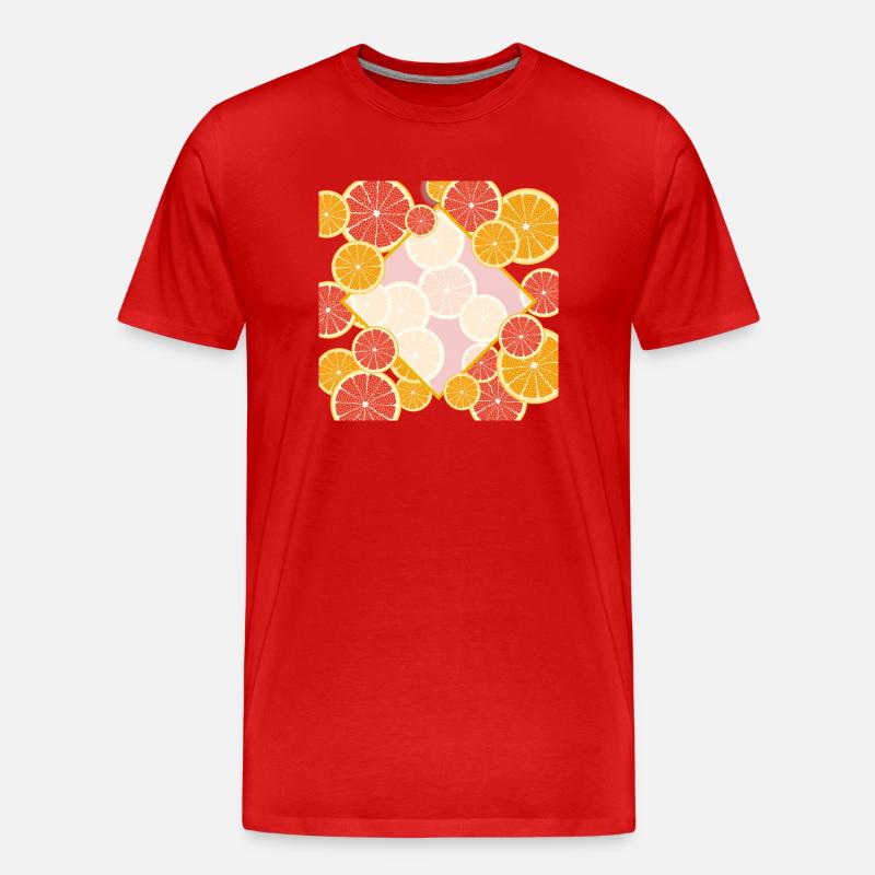 Grapefruit Orange Fenster - Männer Premium Bio T-Shirt - Rot