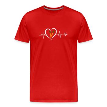battement de cœur carotte - T-shirt bio Premium Homme - rouge - Devant - Damien (186cm)