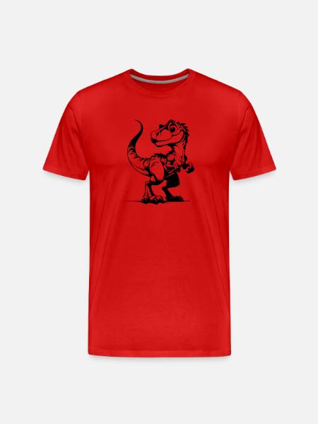 Dinosaur Drawing Pencil Sketch - Men's Premium Organic T-Shirt - red