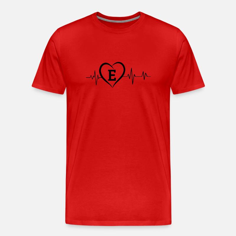 Heartbeat Buchstabe E - Männer Premium Bio T-Shirt - Rot