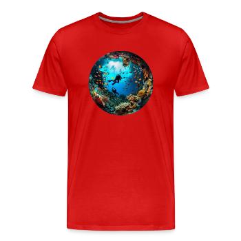 La plongée comme porte d’entrée sur la mer - T-shirt bio Premium Homme - rouge - Devant - Damien (186cm)