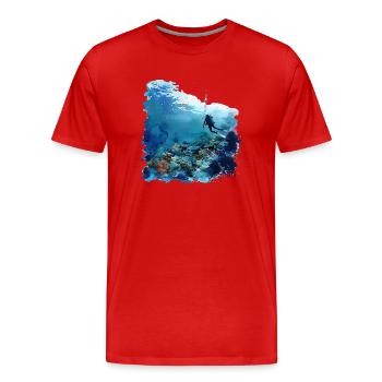 Faszination Tauchen mit Flasche - Männer Premium Bio T-Shirt - Rot - Vorne - Damien (186cm)