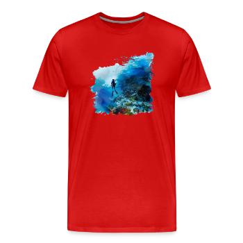 Weightless gliding while diving - Men's Premium Organic T-Shirt - red - Front - Damien (186cm)